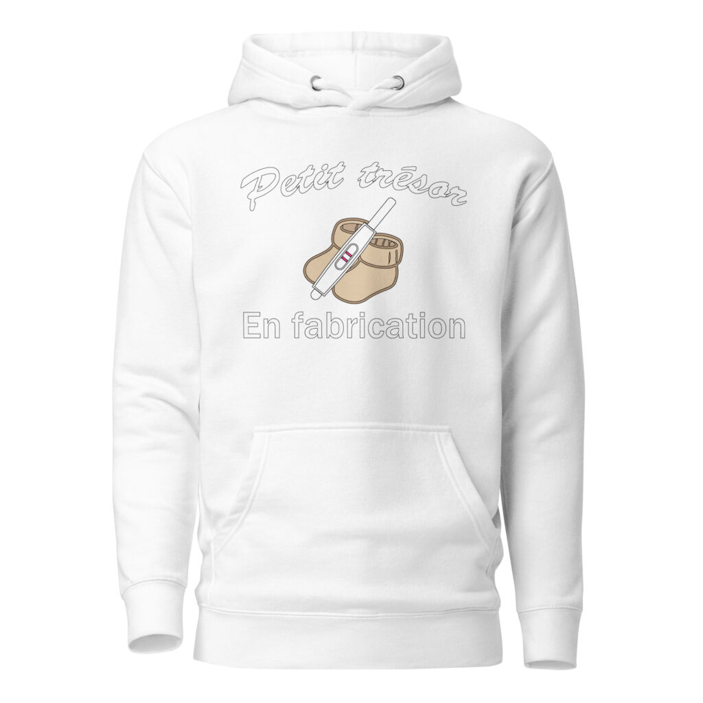 Sweat à Capuche Petit trésor en fabrication — Blanc, face