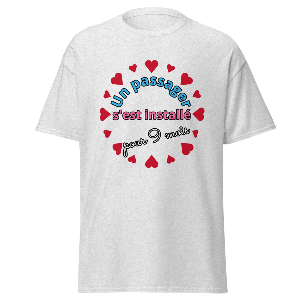 T-shirt un passager s'est installé pour 9 mois — Gris Pinchard, face