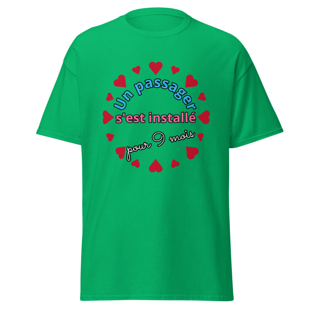 T-shirt un passager s'est installé pour 9 mois — Vert menthe, face