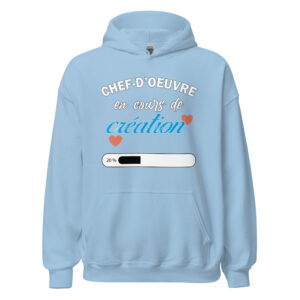 Sweat à capuche chef d&rsquo;oeuvre en cours de création