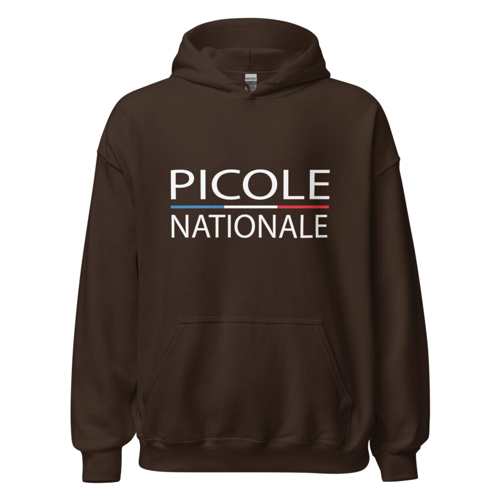 Sweat à capuche « Picole Nationale » — Chocolat Noir, face