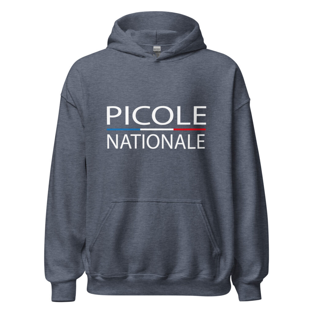 Sweat à capuche « Picole Nationale » — Heather Sport Dark Navy, face