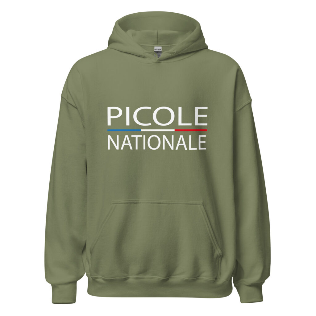 Sweat à capuche « Picole Nationale » — Vert Militaire, face