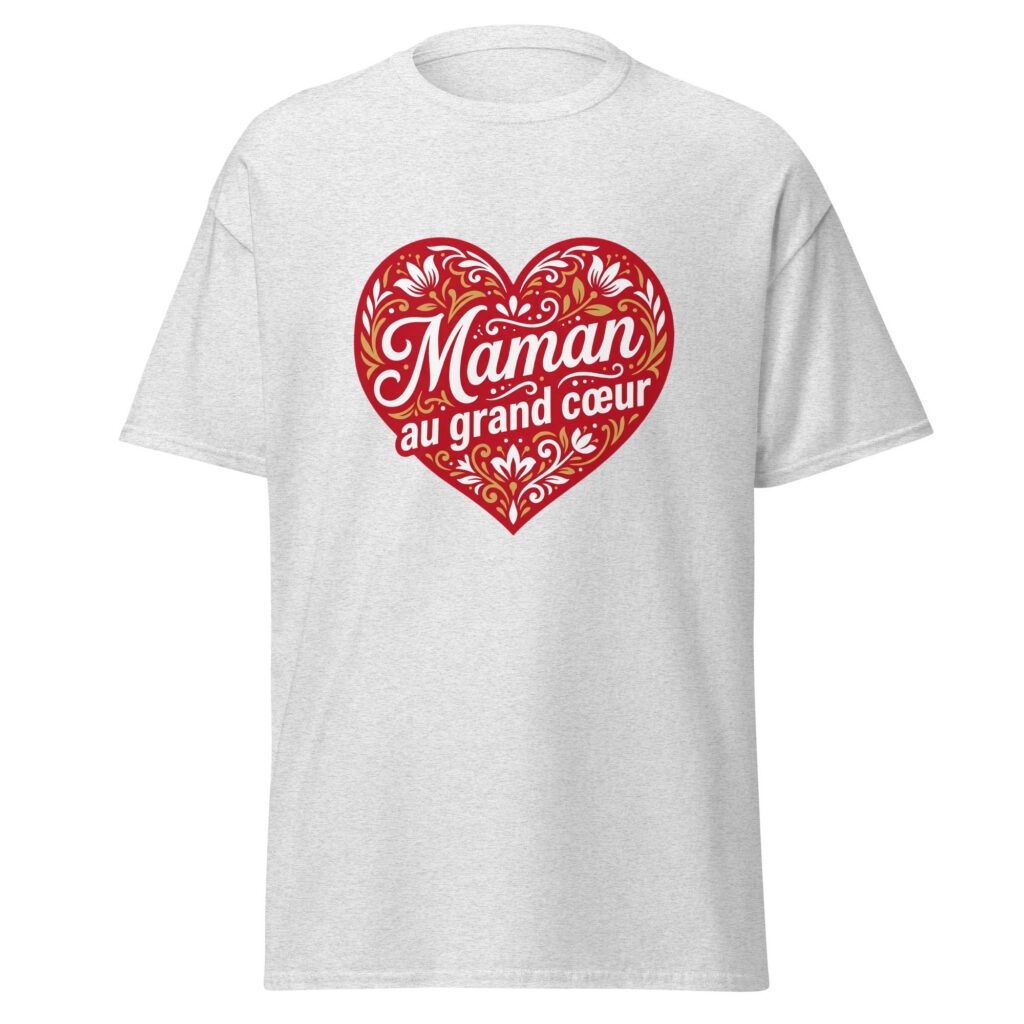 T-shirt Maman au grand coeur — Gris Pinchard, face