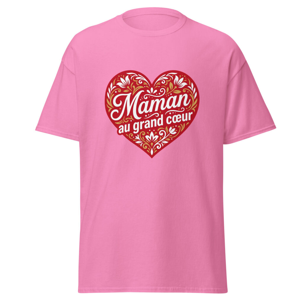 T-shirt Maman au grand coeur — Rose, face