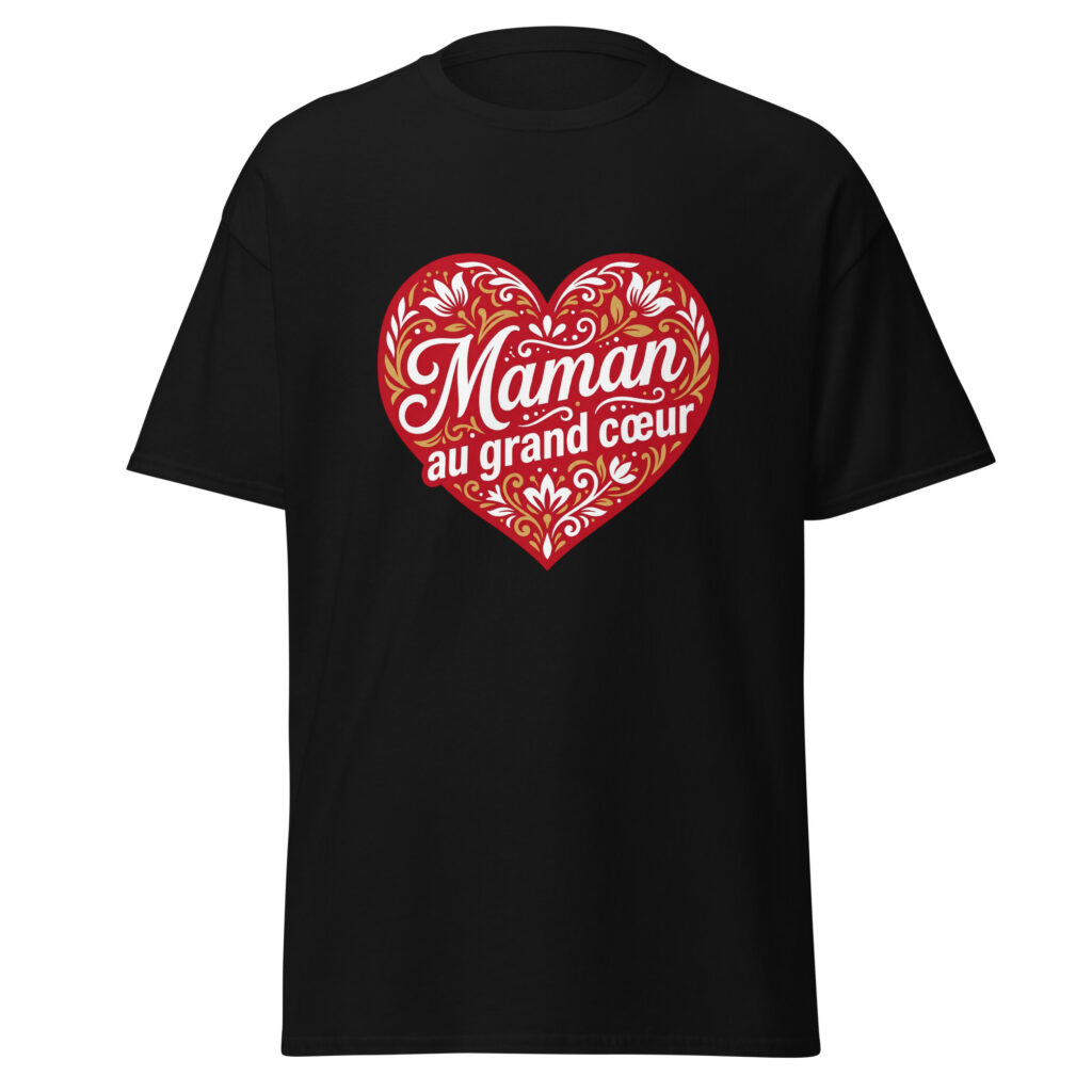 T-shirt Maman au grand coeur — Noir, face
