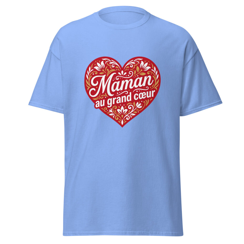T-shirt Maman au grand coeur — Bleu, face