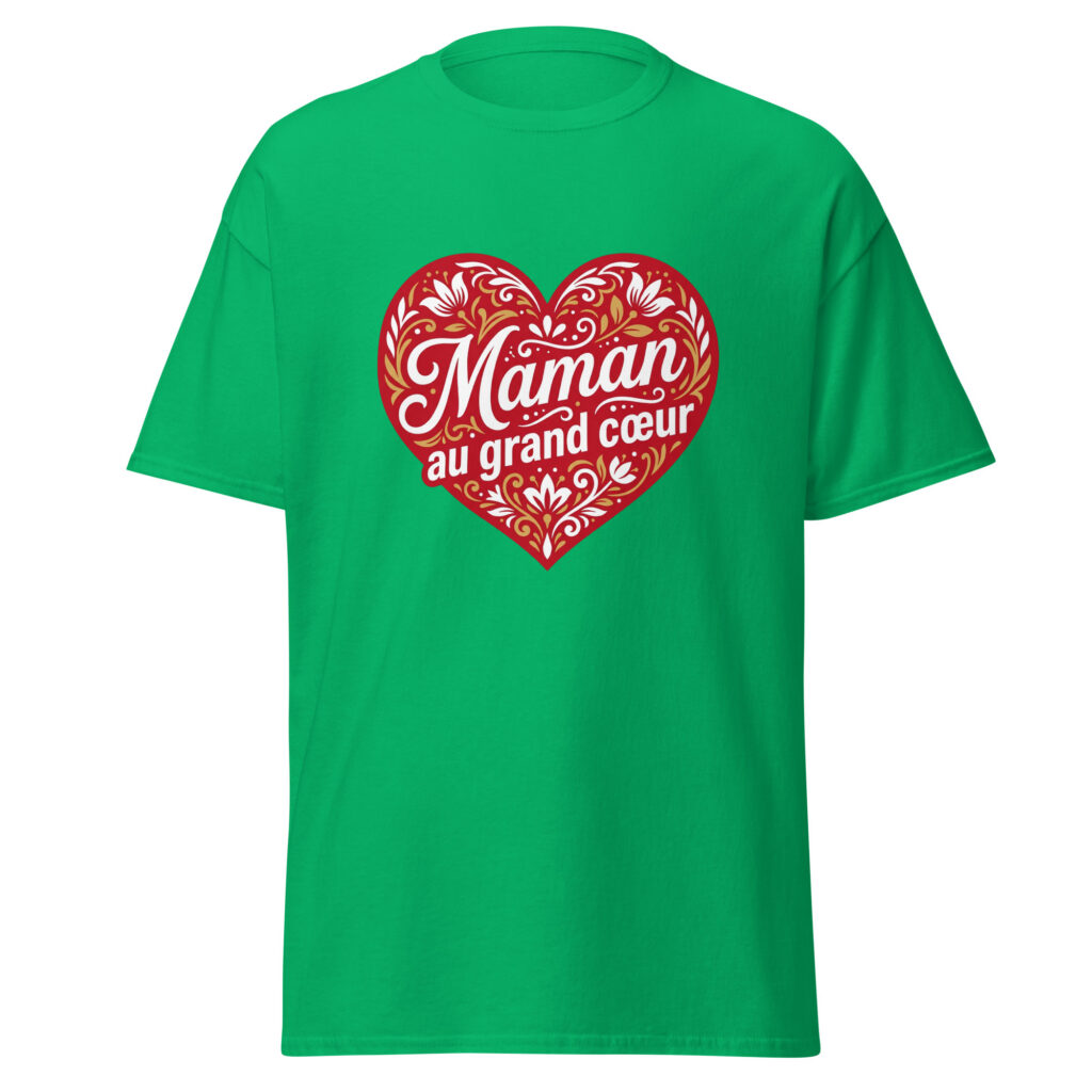 T-shirt Maman au grand coeur — Vert menthe, face