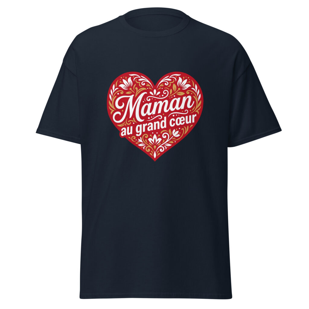 T-shirt Maman au grand coeur — Bleu Marine, face