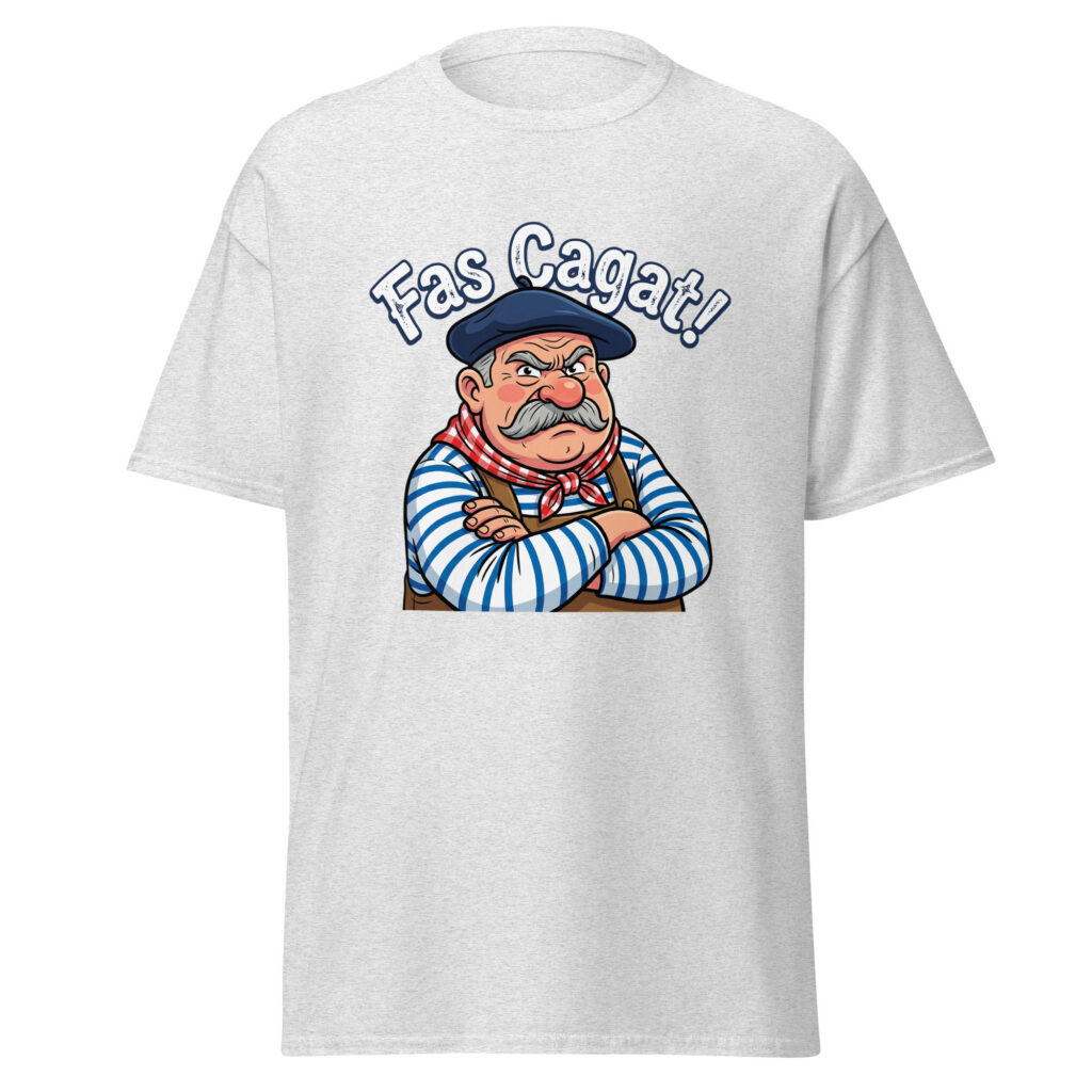 T-shirt humoristique Fas Cagat ! — Gris Pinchard, face