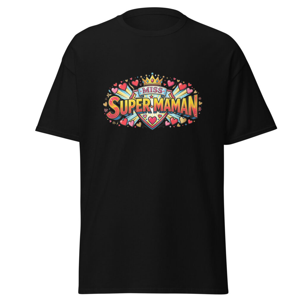 T-shirt Miss Super Maman — Noir, face