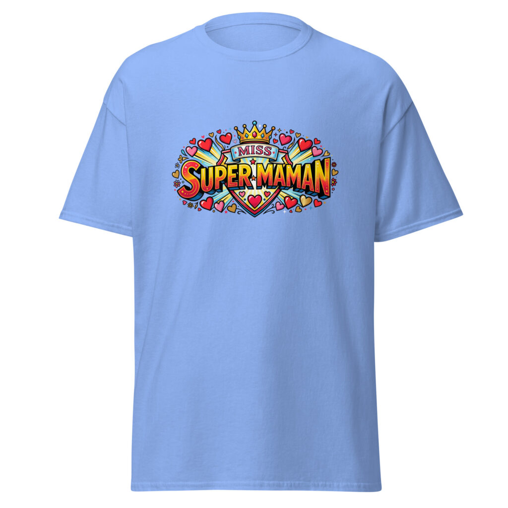 T-shirt Miss Super Maman — Bleu, face