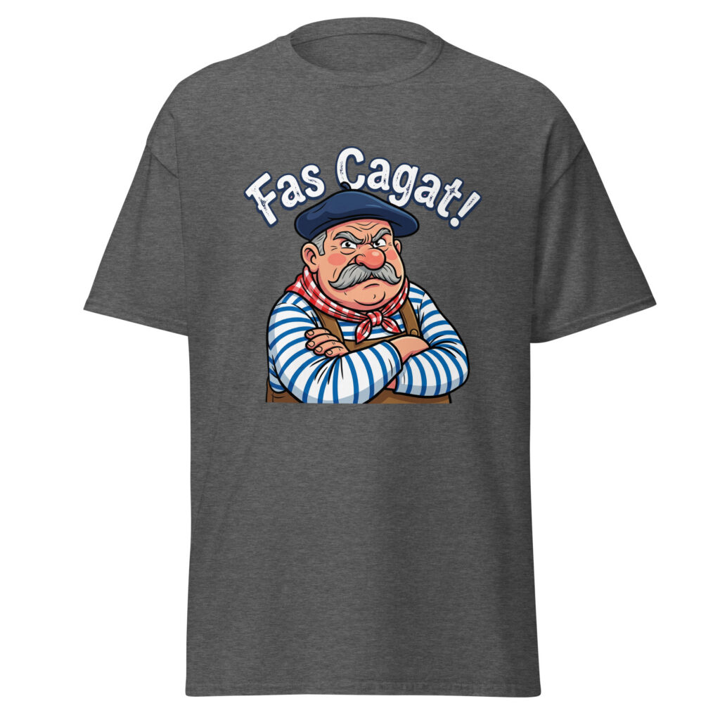 T-shirt humoristique Fas Cagat ! — Gris Foncé Chiné, face