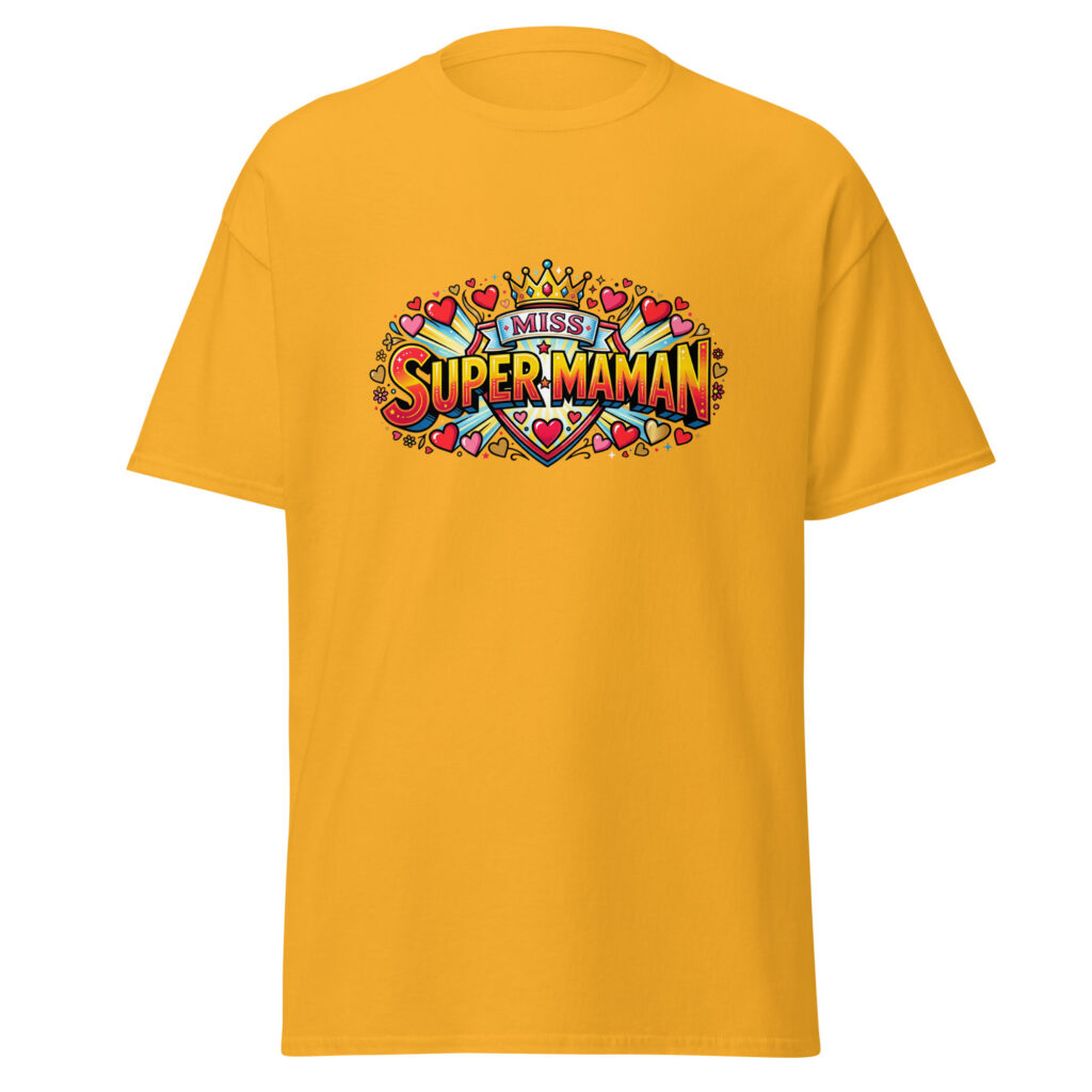 T-shirt Miss Super Maman — Or, face