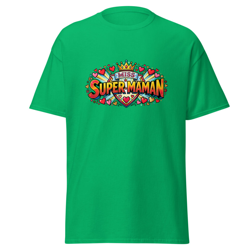 T-shirt Miss Super Maman — Vert menthe, face