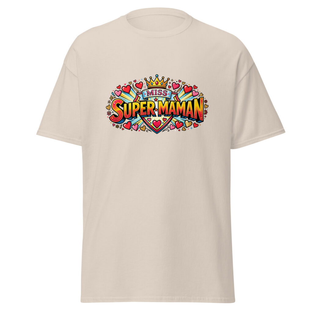 T-shirt Miss Super Maman — Beige clair, face