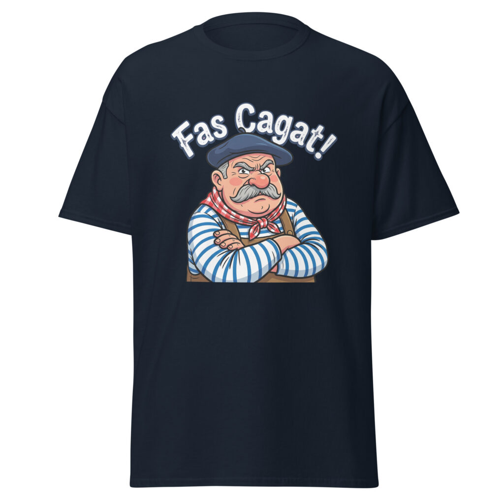 T-shirt humoristique Fas Cagat ! — Bleu Marine, face