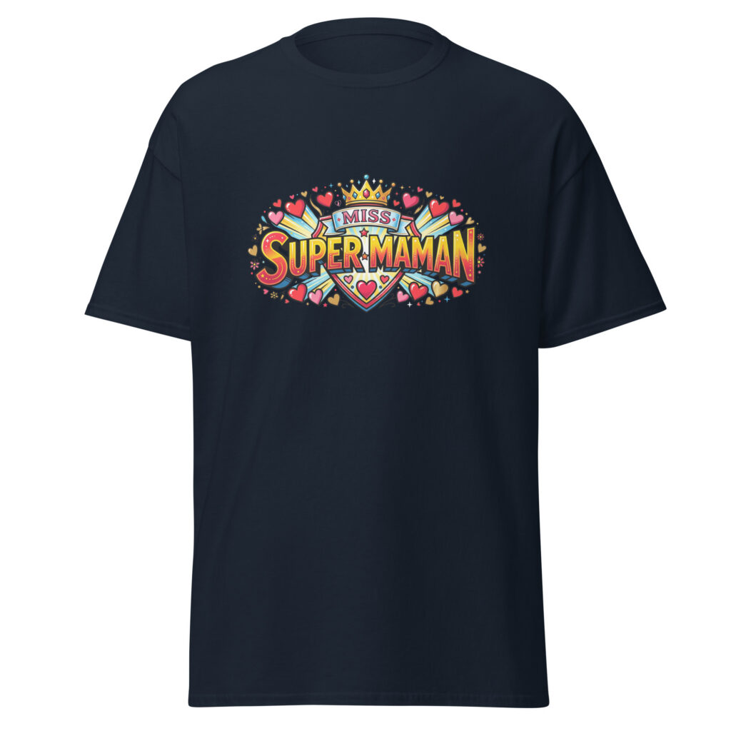 T-shirt Miss Super Maman — Bleu Marine, face