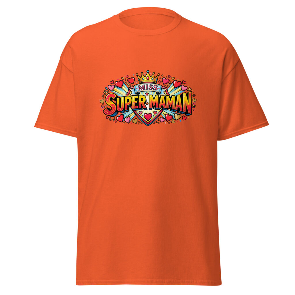 T-shirt Miss Super Maman — Orange, face