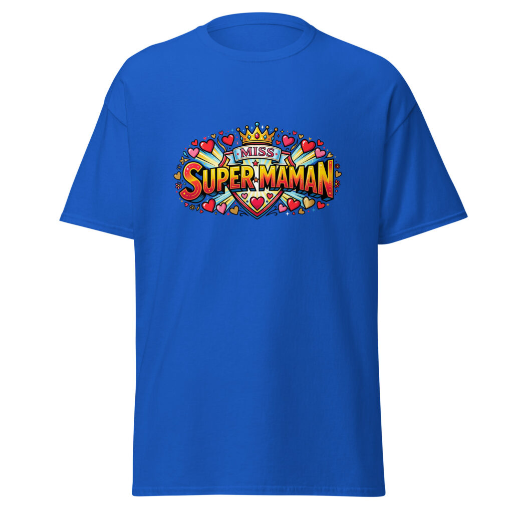 T-shirt Miss Super Maman — Bleu Roi, face