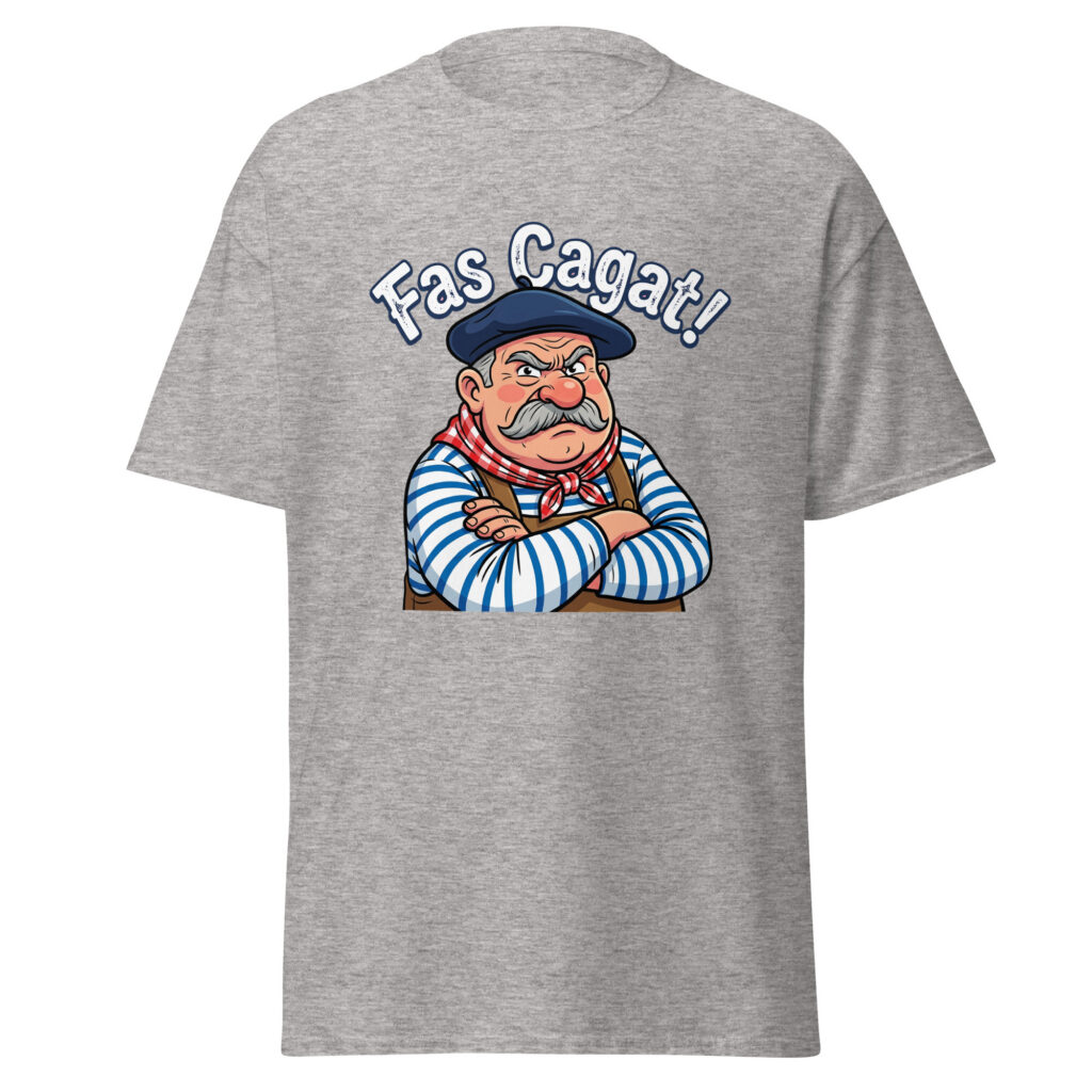 T-shirt humoristique Fas Cagat ! — Gris Sport, face