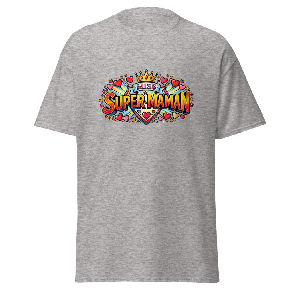 T-shirt Miss Super Maman — Gris Sport, face