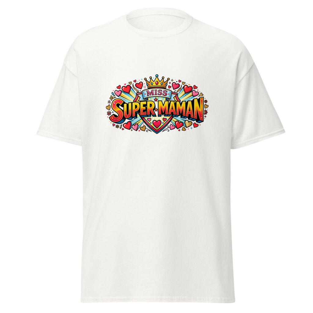 T-shirt Miss Super Maman — Blanc, face