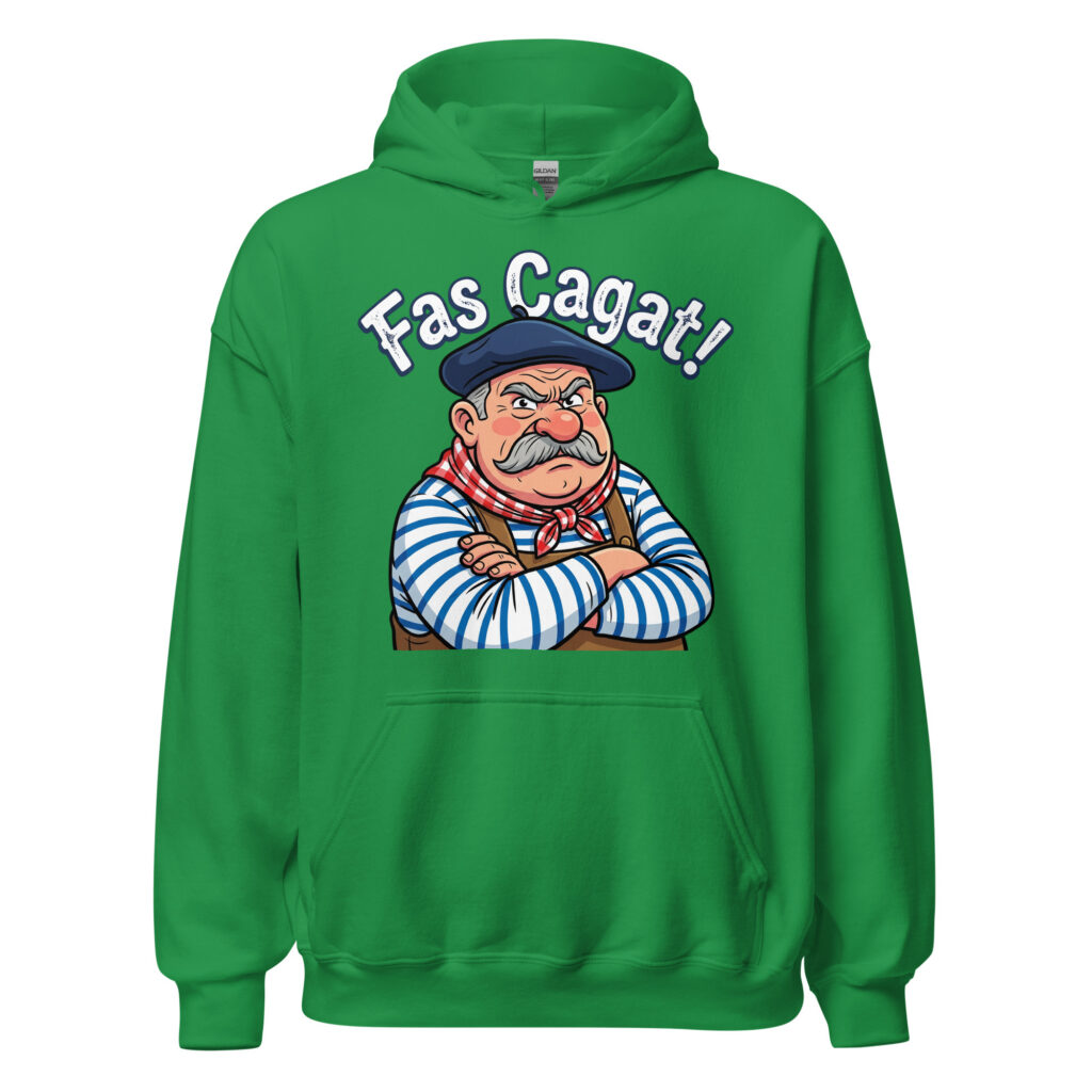 Sweat à capuche humoristique Fas Cagat ! — Vert menthe, face