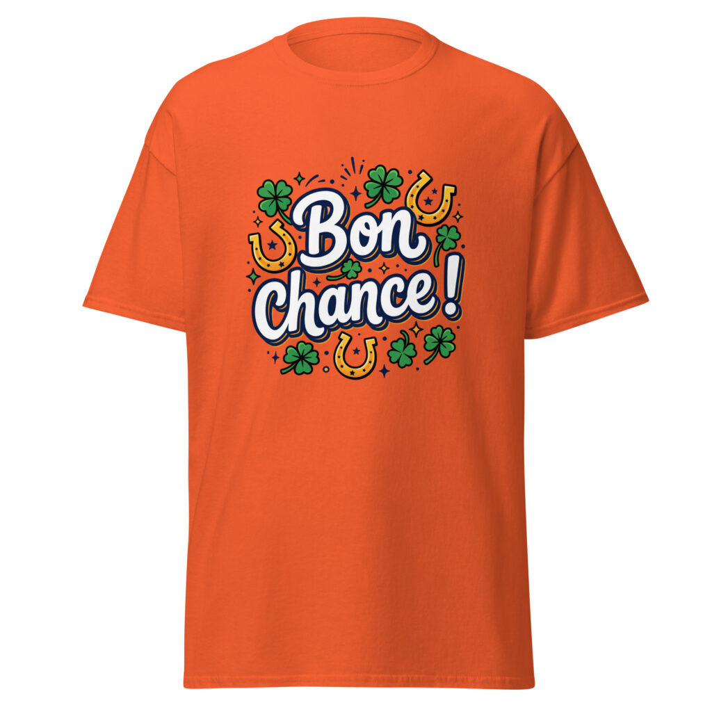 T-shirt Bon chance ! — Orange, face