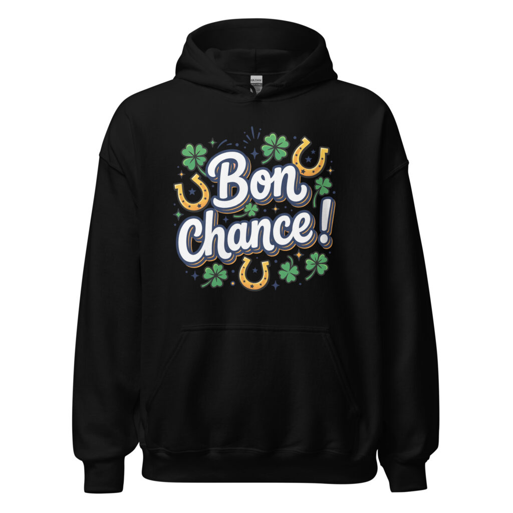Sweat à capuche Bon chance ! — Noir, face