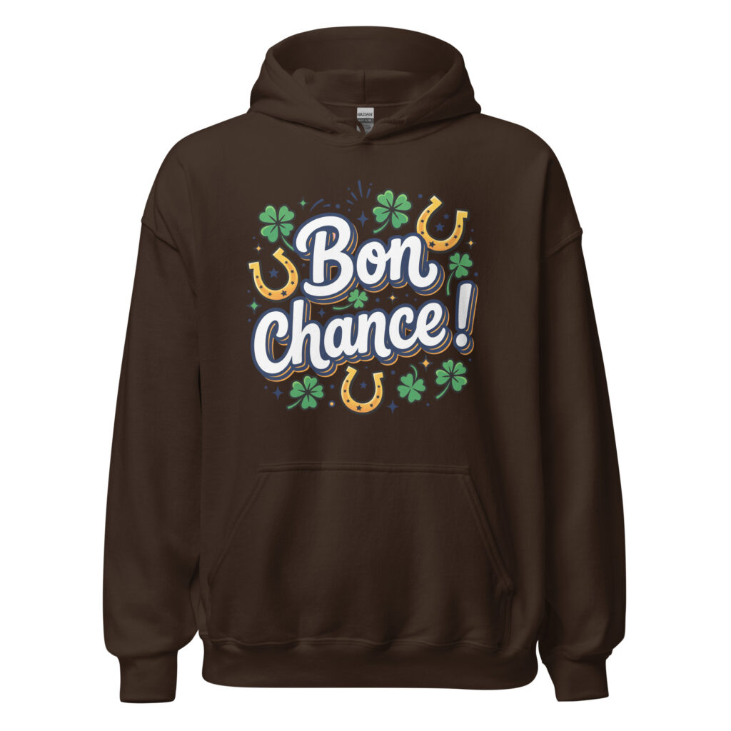 Sweat à capuche Bon chance ! — Chocolat Noir, face