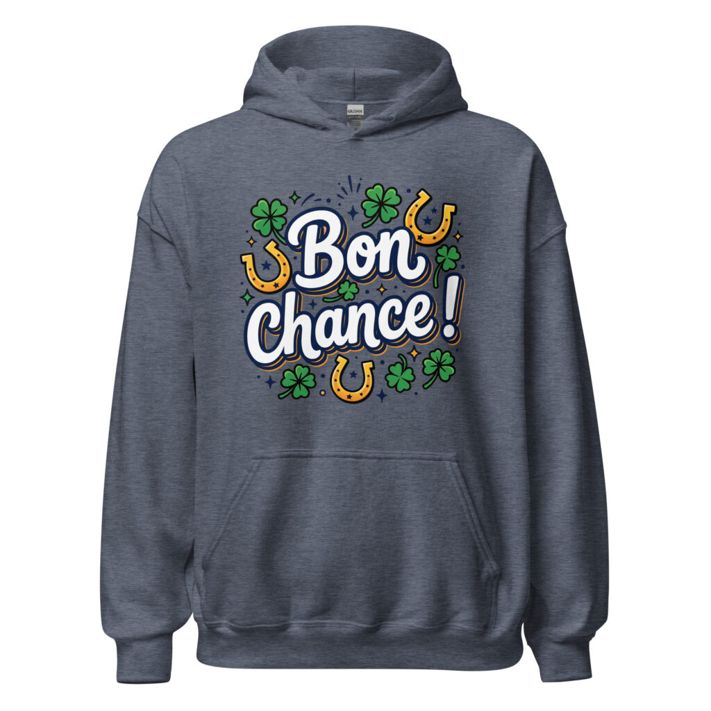Sweat à capuche Bon chance ! — Heather Sport Dark Navy, face