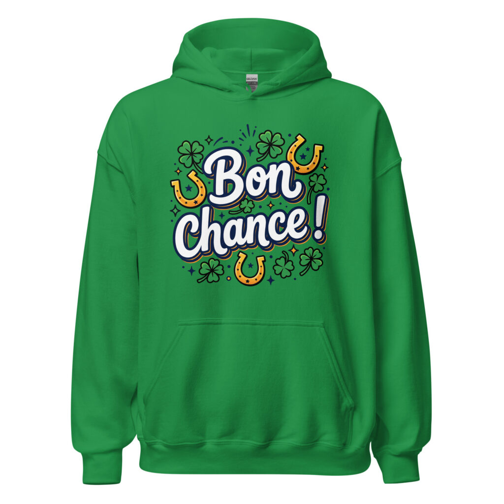 Sweat à capuche Bon chance ! — Vert menthe, face