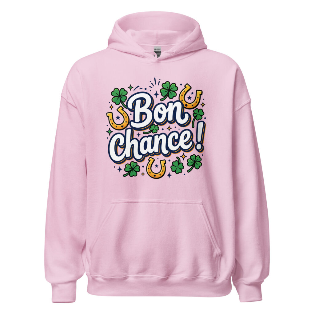 Sweat à capuche Bon chance ! — Rose Clair, face