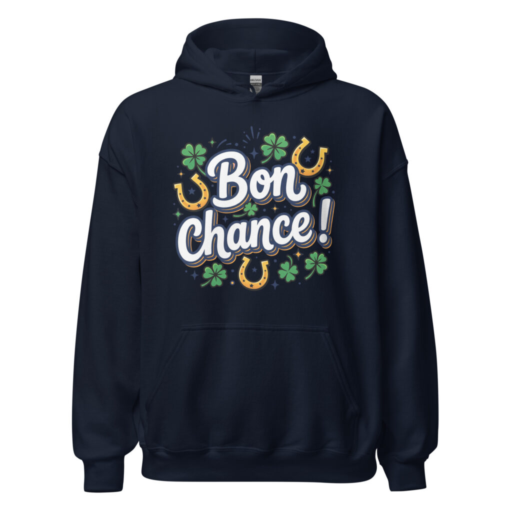 Sweat à capuche Bon chance ! — Bleu Marine, face