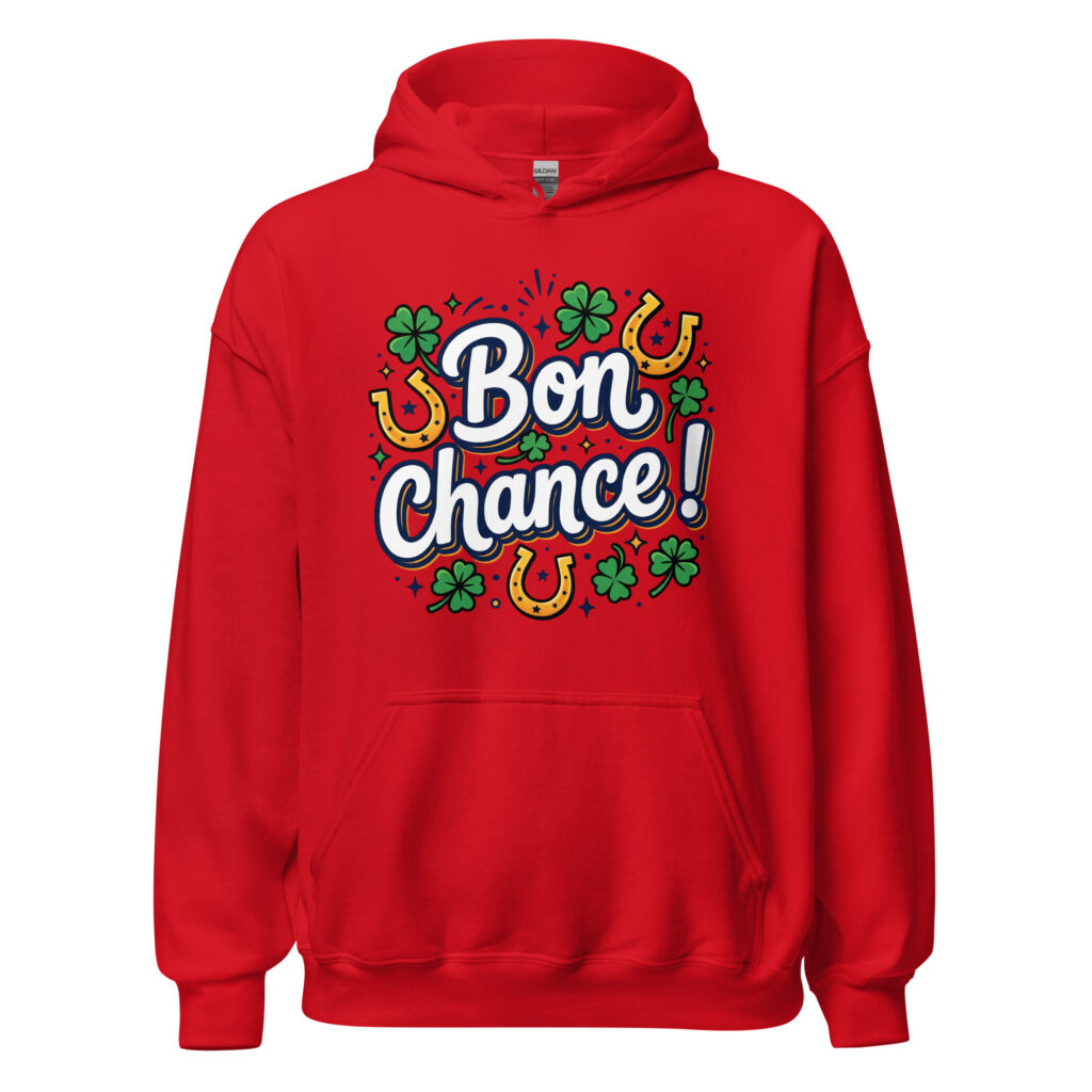 Sweat à capuche Bon chance ! — Rouge, face