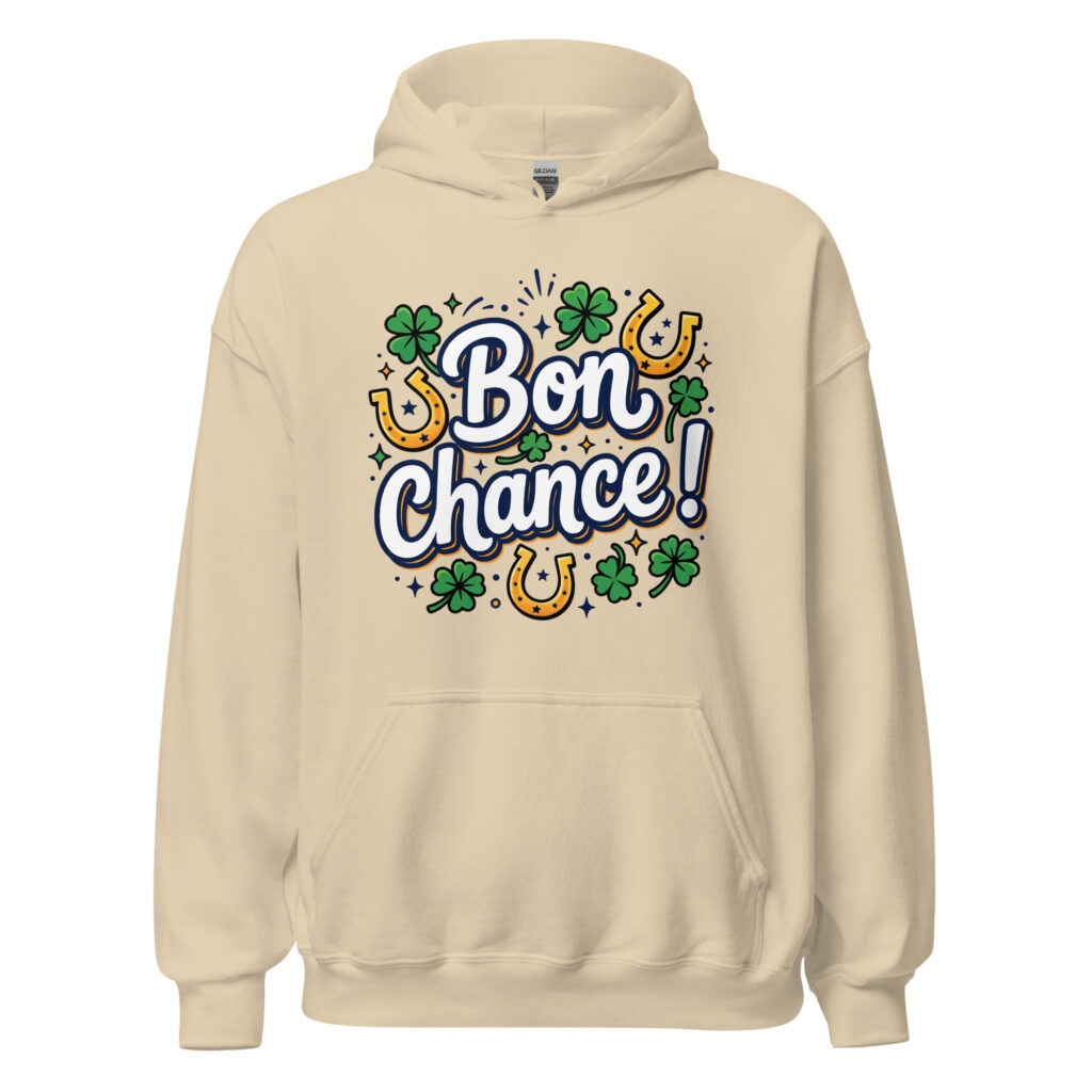 Sweat à capuche Bon chance ! — Sable, face