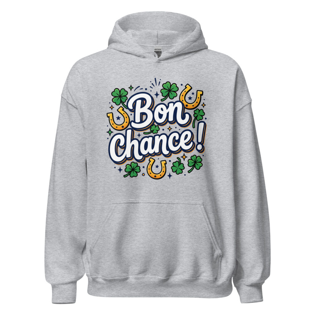 Sweat à capuche Bon chance ! — Gris Sport, face