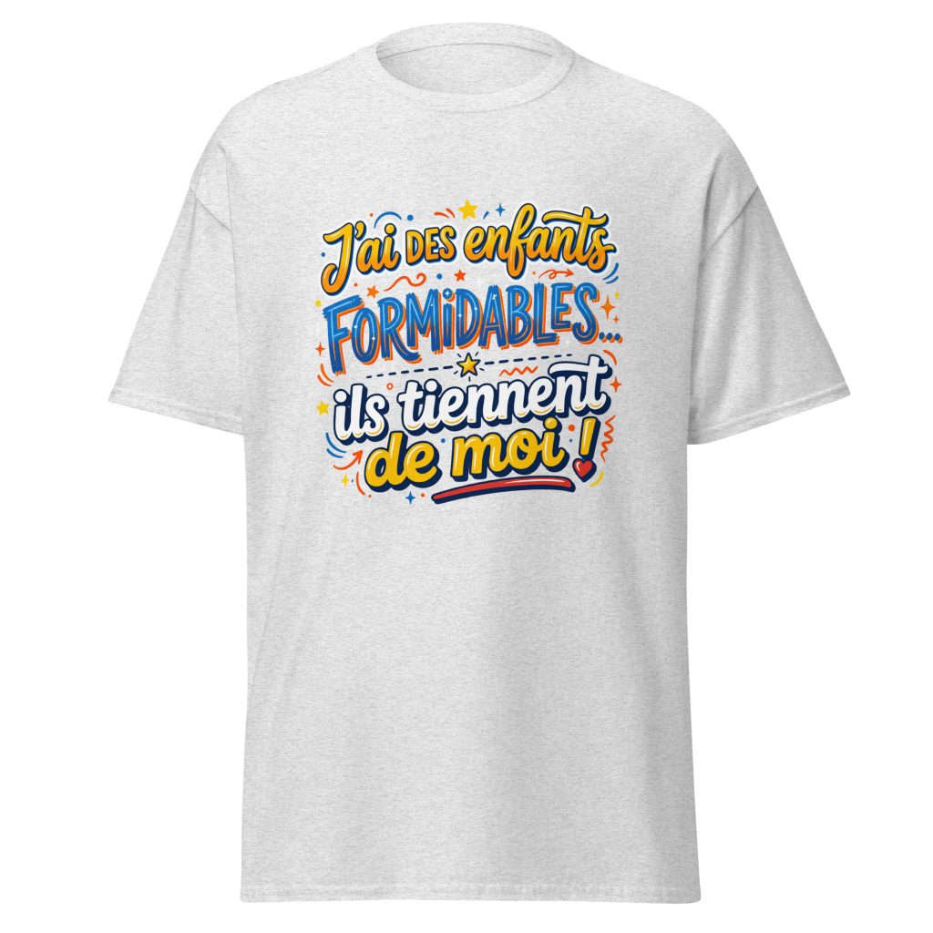 T-shirt J'ai des enfants formidables — Gris Pinchard, face