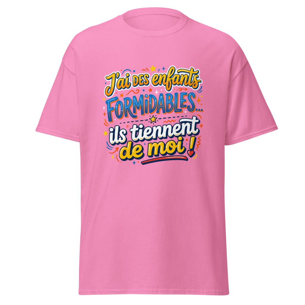 T-shirt J'ai des enfants formidables — Rose, face