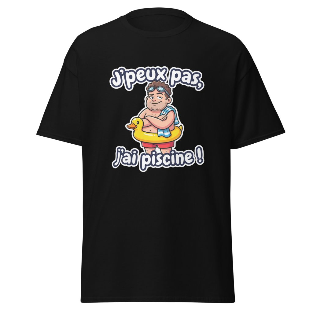 T-shirt J'peux pas, j'ai piscine ! — Noir, face
