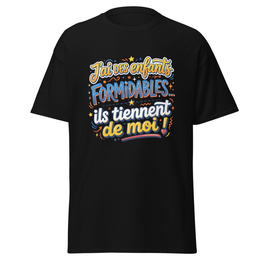 T-shirt J'ai des enfants formidables — Noir, face