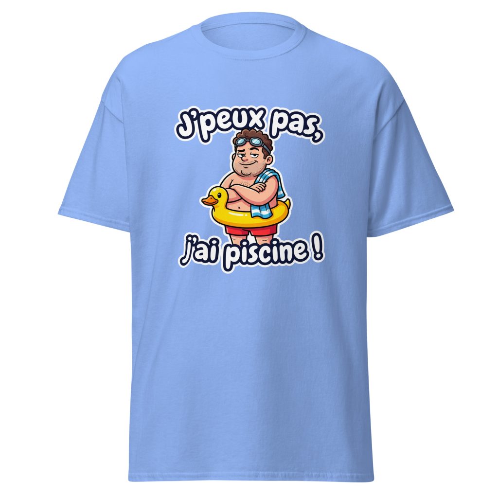 T-shirt J'peux pas, j'ai piscine ! — Bleu, face