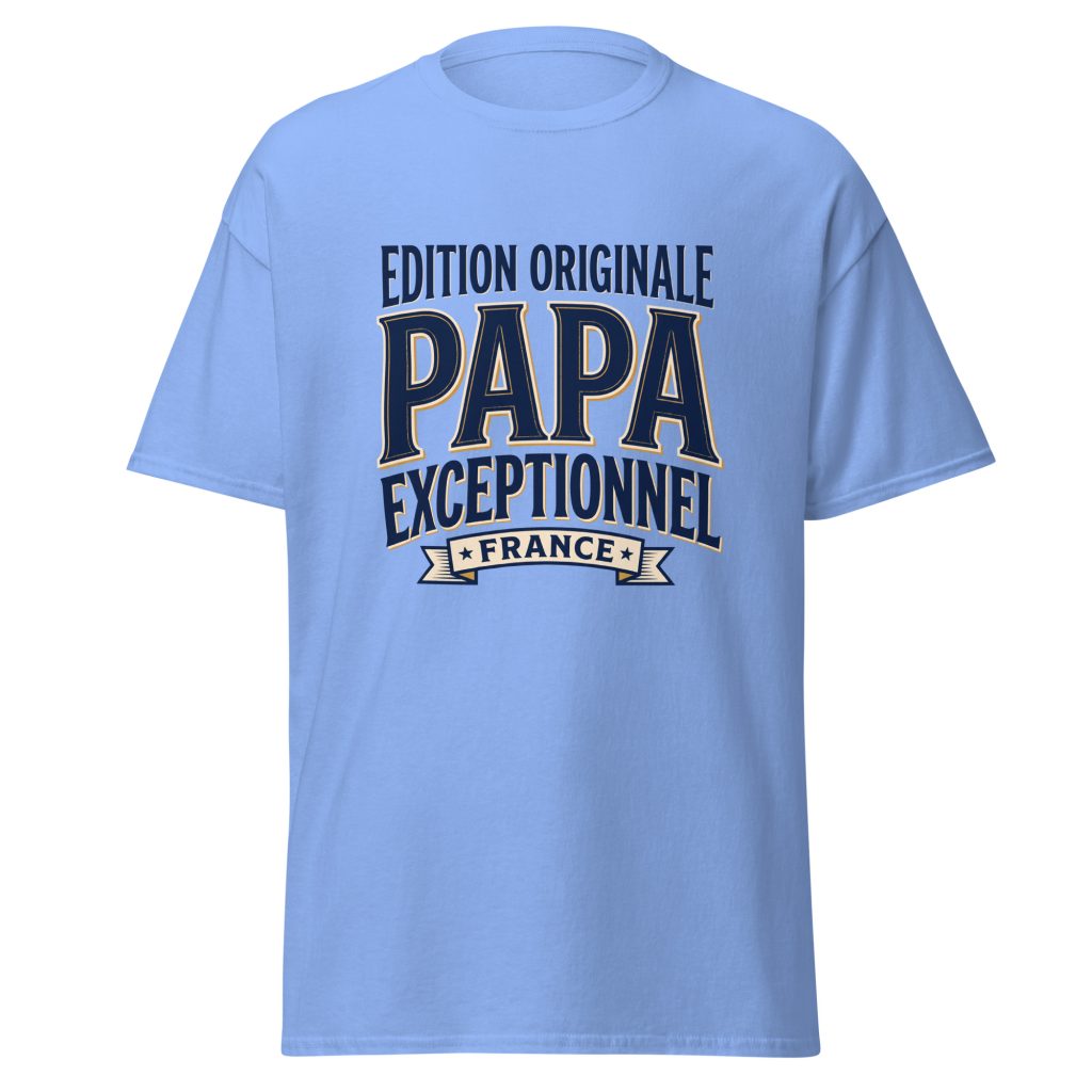 T-shirt Papa exceptionnel Edition Originale — Bleu, face