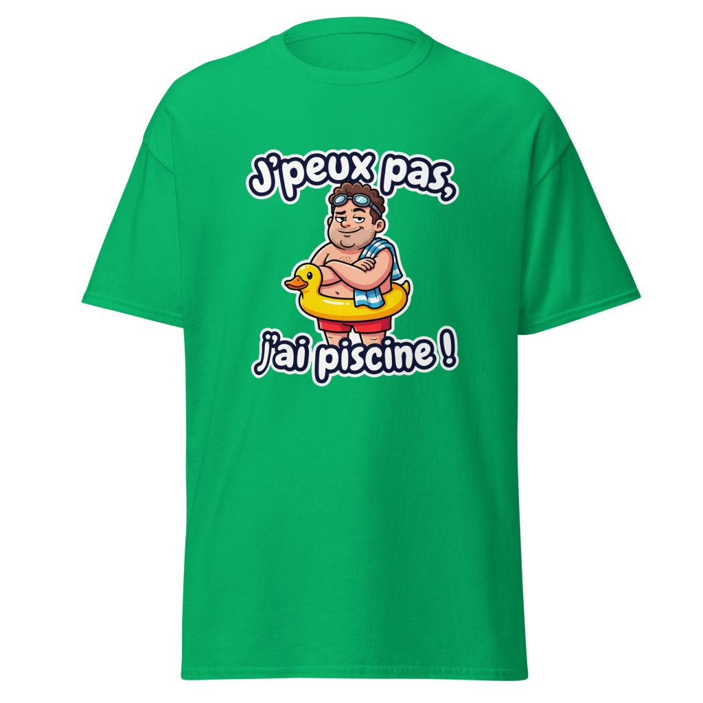 T-shirt J'peux pas, j'ai piscine ! — Vert menthe, face
