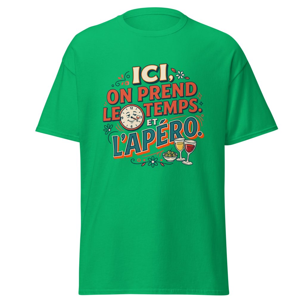 T-shirt Ici on prend le temps... et l'apéro — Vert menthe, face