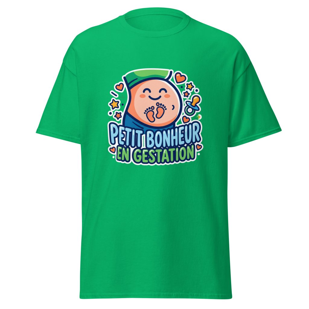 T-shirt Petit bonheur en gestation — Vert menthe, face