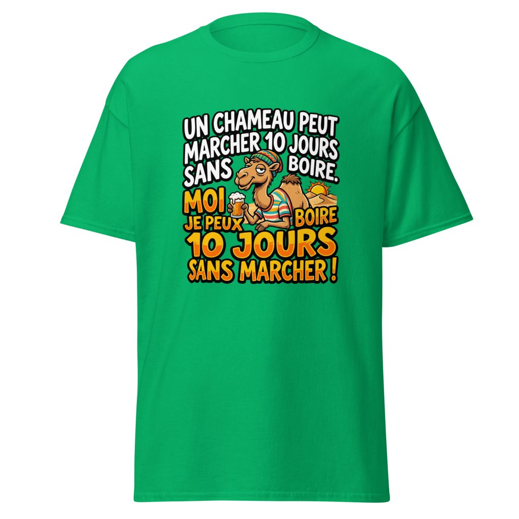 T-shirt Un chameau peut marche 10 jours sans boire — Vert menthe, face
