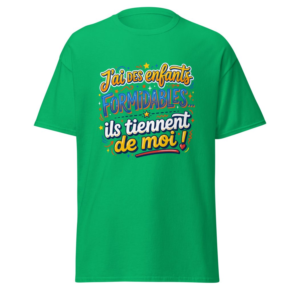 T-shirt J'ai des enfants formidables — Vert menthe, face