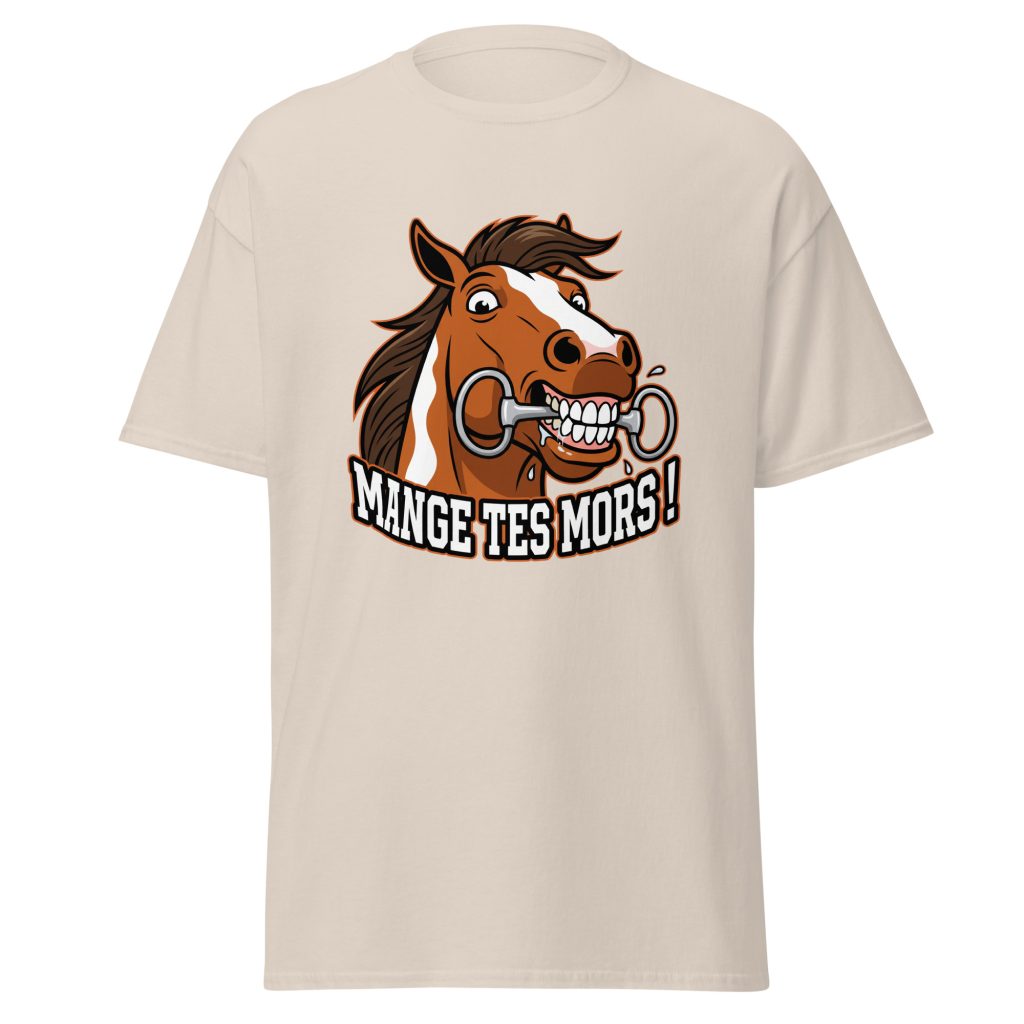 T-shirt humoristique Mange tes mors ! — Beige clair, face